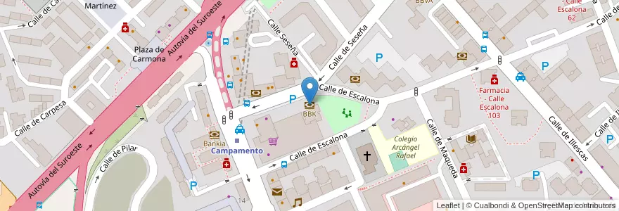 Mapa de ubicacion de BBK en إسبانيا, منطقة مدريد, منطقة مدريد, Área Metropolitana De Madrid Y Corredor Del Henares, مدريد.