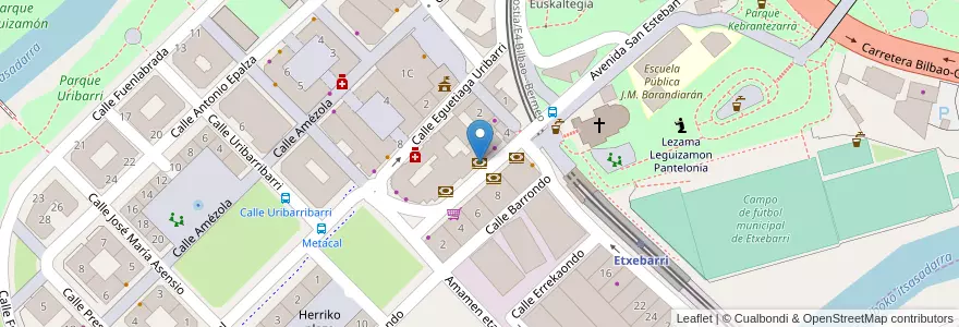 Mapa de ubicacion de BBK Etxebarri en 스페인, Euskadi, Bizkaia, Bilboaldea.