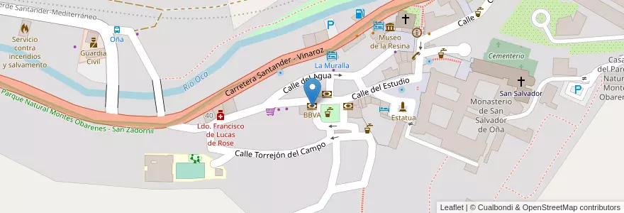 Mapa de ubicacion de BBVA en اسپانیا, Castilla Y León, Burgos, La Bureba, Oña.