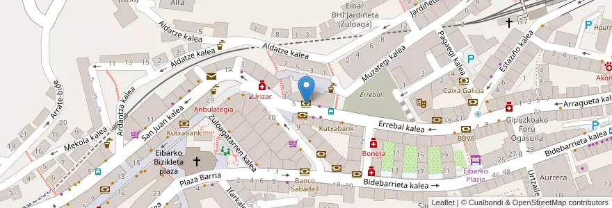 Mapa de ubicacion de BBVA en 西班牙, 巴斯克, Gipuzkoa, Debabarrena, Eibar.