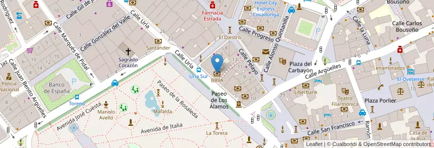 Mapa de ubicacion de BBVA en Spanje, Asturië, Asturië, Oviedo.