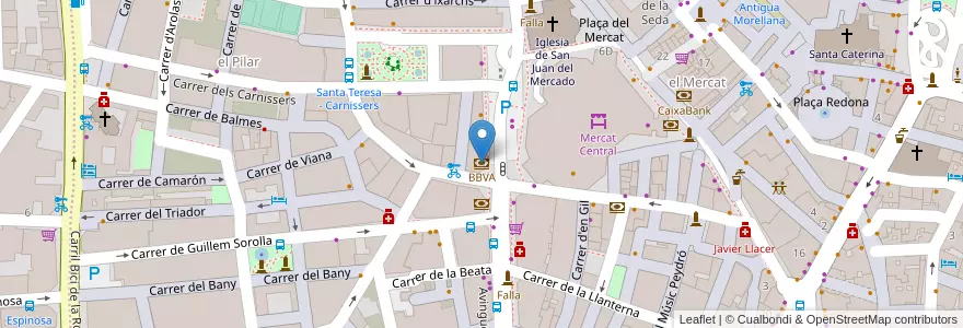Mapa de ubicacion de BBVA en Spagna, Comunitat Valenciana, Valencia, Comarca De València, Valencia.