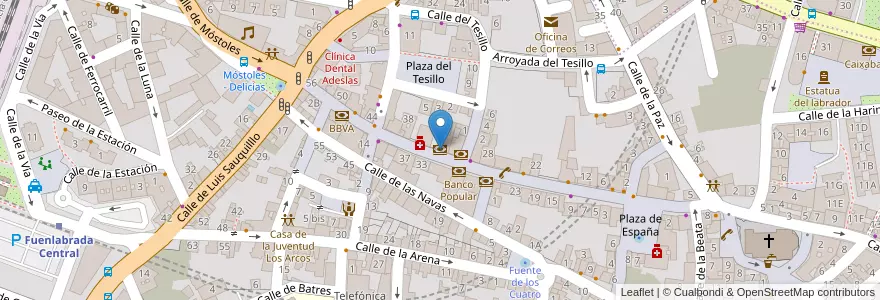 Mapa de ubicacion de BBVA en إسبانيا, منطقة مدريد, منطقة مدريد, Área Metropolitana De Madrid Y Corredor Del Henares, Fuenlabrada.
