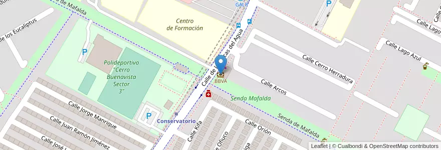 Mapa de ubicacion de BBVA en إسبانيا, منطقة مدريد, منطقة مدريد, Área Metropolitana De Madrid Y Corredor Del Henares, Getafe.
