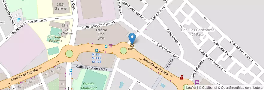 Mapa de ubicacion de BBVA en 西班牙, 安达鲁西亚, Sevilla, Dos Hermanas.