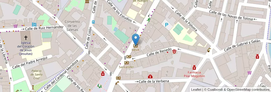 Mapa de ubicacion de BBVA en スペイン, カスティーリャ・イ・レオン州, Valladolid, Valladolid.
