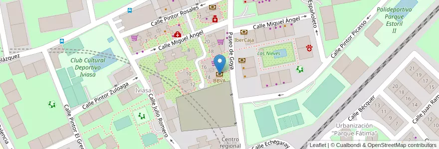 Mapa de ubicacion de BBVA en إسبانيا, منطقة مدريد, منطقة مدريد, Área Metropolitana De Madrid Y Corredor Del Henares, موستولس.