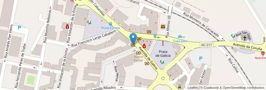 Mapa de ubicacion de BBVA en إسبانيا, غاليسيا, لا كورونيا, A Coruña, Culleredo.