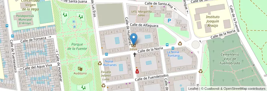 Mapa de ubicacion de BBVA en Espagne, Communauté De Madrid, Communauté De Madrid, Área Metropolitana De Madrid Y Corredor Del Henares, Fuenlabrada.
