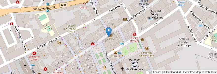 Mapa de ubicacion de BBVA en España, Comunidad De Madrid, Comunidad De Madrid, Área Metropolitana De Madrid Y Corredor Del Henares, Alcalá De Henares.