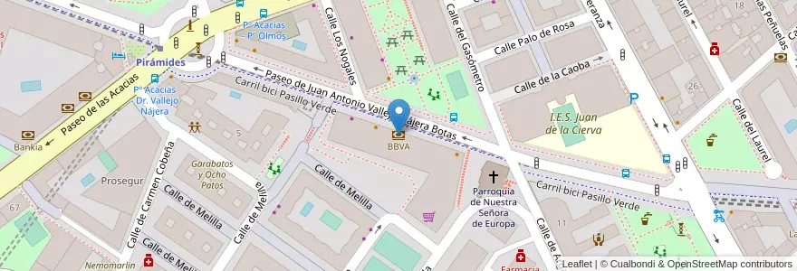 Mapa de ubicacion de BBVA en Испания, Мадрид, Мадрид, Área Metropolitana De Madrid Y Corredor Del Henares, Мадрид.
