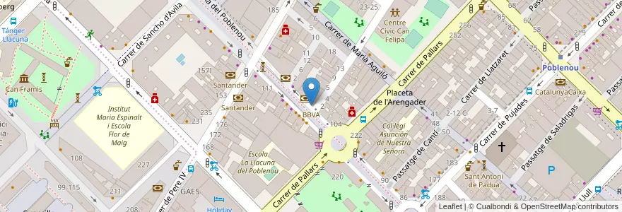 Mapa de ubicacion de BBVA en スペイン, カタルーニャ州, Barcelona, バルサルネス, Barcelona.