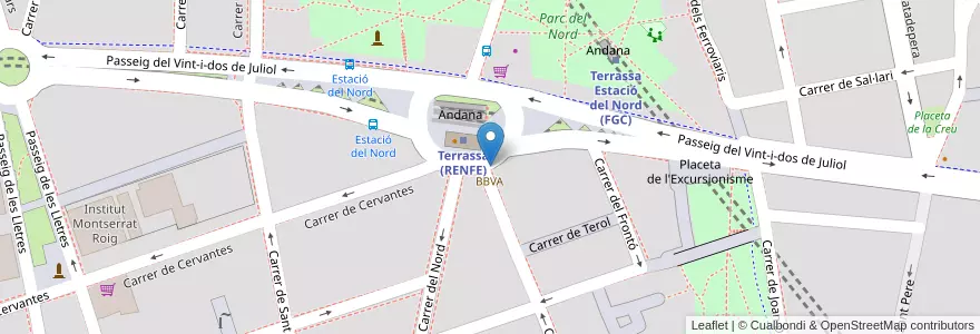 Mapa de ubicacion de BBVA en اسپانیا, Catalunya, Barcelona, Vallès Occidental, Terrassa.