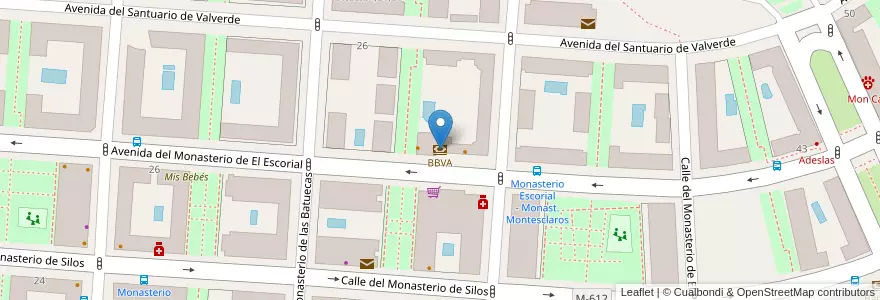 Mapa de ubicacion de BBVA en 西班牙, Comunidad De Madrid, Comunidad De Madrid, Área Metropolitana De Madrid Y Corredor Del Henares, Madrid.