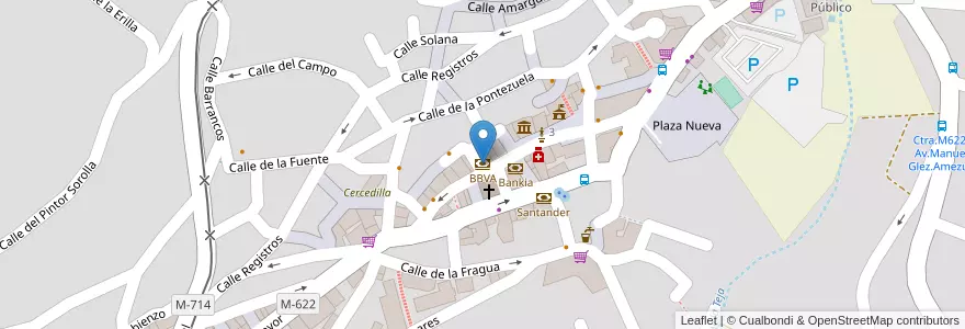 Mapa de ubicacion de BBVA en إسبانيا, منطقة مدريد, منطقة مدريد, Cuenca Del Guadarrama, Cercedilla.