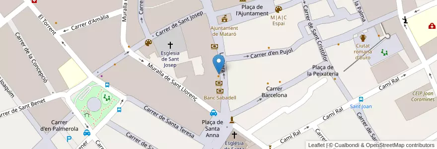 Mapa de ubicacion de BBVA en Espanha, Catalunha, Barcelona, Maresme, Mataró.