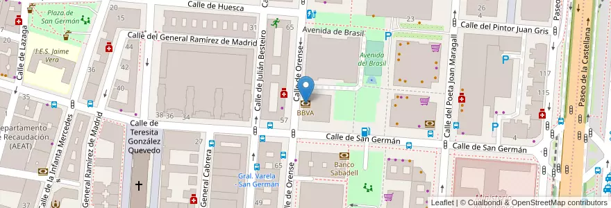 Mapa de ubicacion de BBVA en إسبانيا, منطقة مدريد, منطقة مدريد, Área Metropolitana De Madrid Y Corredor Del Henares, مدريد.