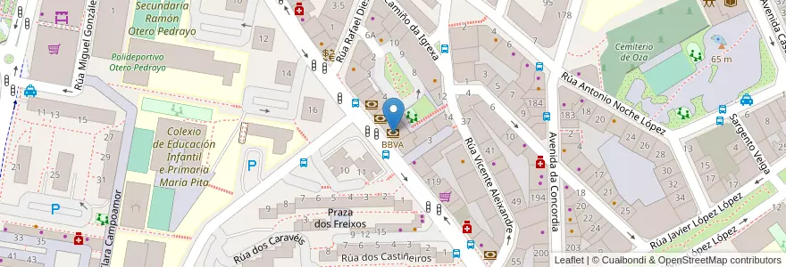 Mapa de ubicacion de BBVA en スペイン, ガリシア州, A Coruña, A Coruña, A Coruña.