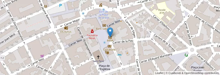 Mapa de ubicacion de BBVA en España, Catalunya, Barcelona, Garraf, Sant Pere De Ribes.