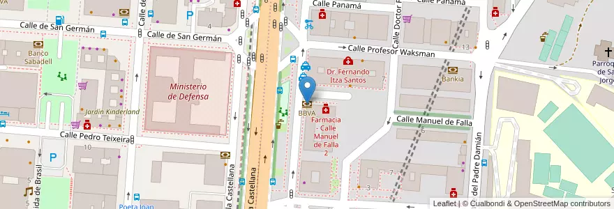 Mapa de ubicacion de BBVA en Espagne, Communauté De Madrid, Communauté De Madrid, Área Metropolitana De Madrid Y Corredor Del Henares, Madrid.