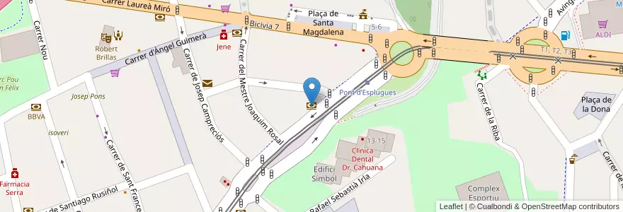 Mapa de ubicacion de BBVA en Spagna, Catalunya, Barcelona, Baix Llobregat, Esplugues De Llobregat.