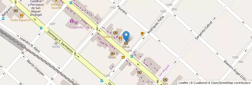 Mapa de ubicacion de BBVA en Arjantin, Buenos Aires, Partido De San Miguel, San Miguel.