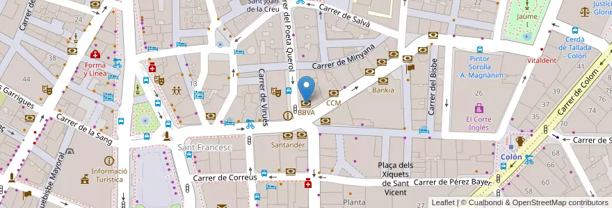 Mapa de ubicacion de BBVA en 스페인, Comunitat Valenciana, València / Valencia, Comarca De València, València.