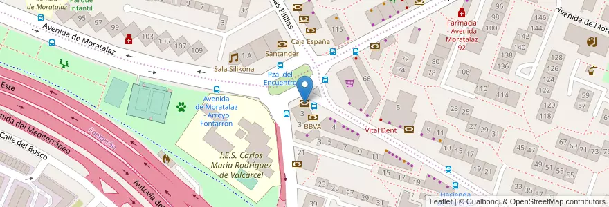Mapa de ubicacion de BBVA en Испания, Мадрид, Мадрид, Área Metropolitana De Madrid Y Corredor Del Henares, Мадрид.