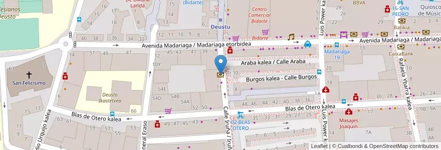 Mapa de ubicacion de BBVA en 西班牙, 巴斯克, 比斯开, Bilboaldea, 毕尔巴鄂.