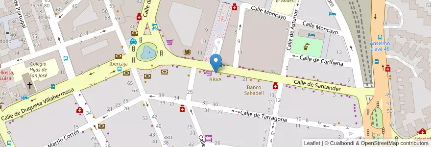 Mapa de ubicacion de BBVA en スペイン, アラゴン州, サラゴサ, Zaragoza, サラゴサ.