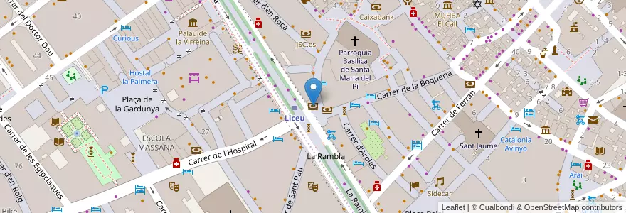 Mapa de ubicacion de BBVA en 스페인, Catalunya, Barcelona, Barcelonès, 바르셀로나.