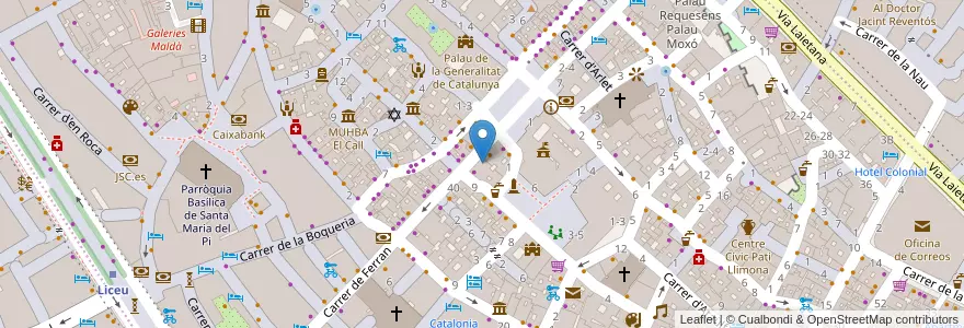 Mapa de ubicacion de BBVA en España, Catalunya, Barcelona, Barcelonès, Barcelona.