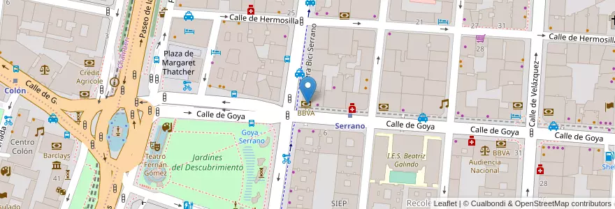 Mapa de ubicacion de BBVA en Spagna, Comunidad De Madrid, Comunidad De Madrid, Área Metropolitana De Madrid Y Corredor Del Henares, Madrid.