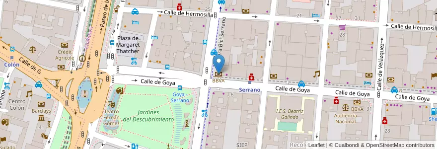 Mapa de ubicacion de BBVA en Espanha, Comunidade De Madrid, Comunidade De Madrid, Área Metropolitana De Madrid Y Corredor Del Henares, Madrid.