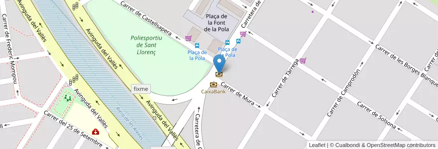 Mapa de ubicacion de BBVA en Espanha, Catalunha, Barcelona, Vallès Occidental, Terrassa.