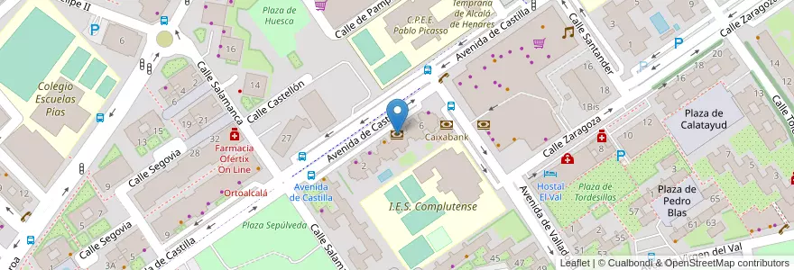Mapa de ubicacion de BBVA en Испания, Мадрид, Мадрид, Área Metropolitana De Madrid Y Corredor Del Henares, Alcalá De Henares.