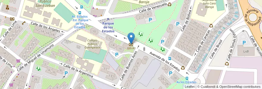 Mapa de ubicacion de BBVA en Spanien, Autonome Gemeinschaft Madrid, Autonome Gemeinschaft Madrid, Área Metropolitana De Madrid Y Corredor Del Henares, Fuenlabrada.