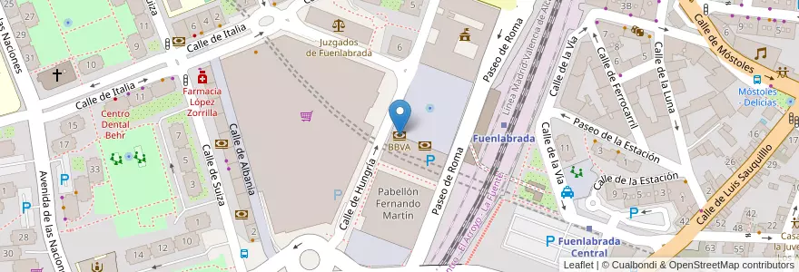 Mapa de ubicacion de BBVA en España, Comunidad De Madrid, Comunidad De Madrid, Área Metropolitana De Madrid Y Corredor Del Henares, Fuenlabrada.