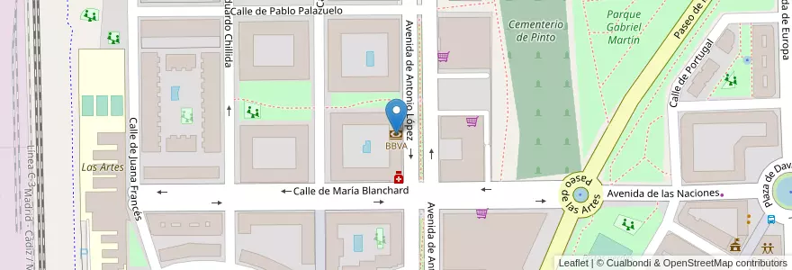 Mapa de ubicacion de BBVA en İspanya, Comunidad De Madrid, Comunidad De Madrid, Área Metropolitana De Madrid Y Corredor Del Henares, Pinto.