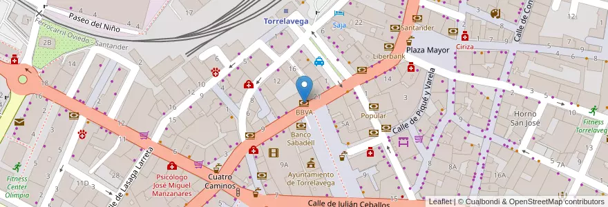 Mapa de ubicacion de BBVA en إسبانيا, كانتابريا, منطقة كانتابريا, Besaya, Torrelavega.