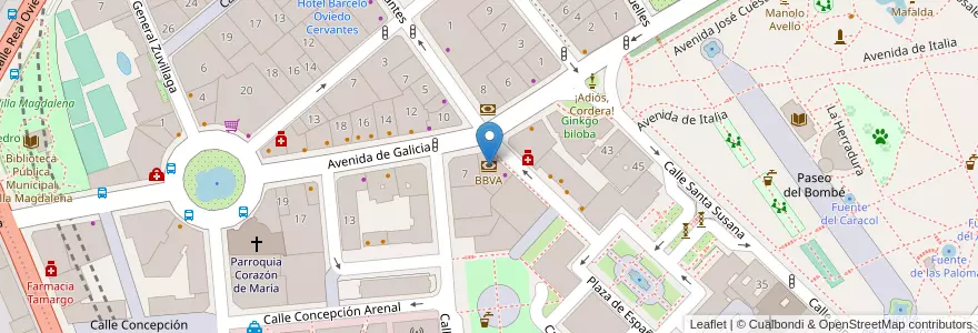 Mapa de ubicacion de BBVA en España, Asturias / Asturies, Asturias / Asturies, Oviedo.