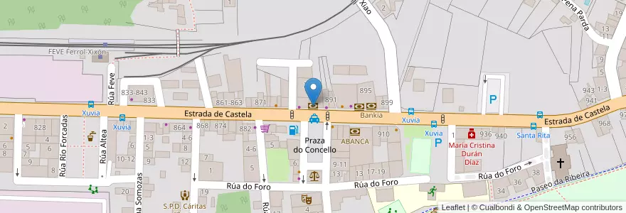 Mapa de ubicacion de BBVA en Spanien, Galicien, A Coruña, Ferrol, Narón.