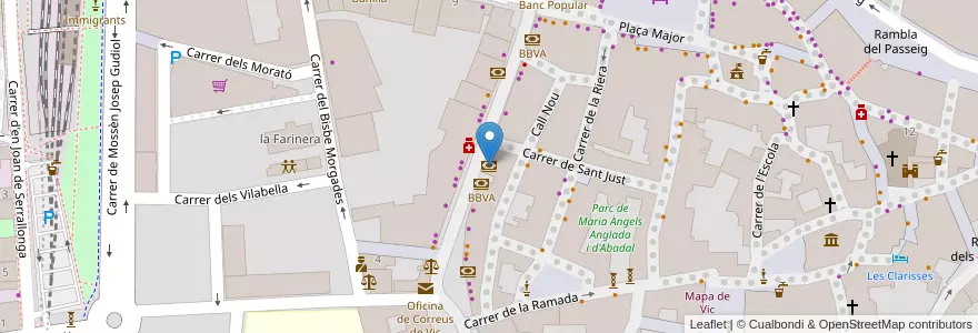 Mapa de ubicacion de BBVA en Sepanyol, Catalunya, Barcelona, Osona, Vic.
