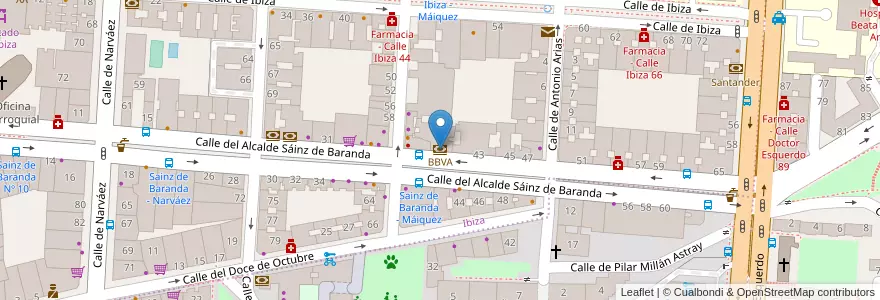 Mapa de ubicacion de BBVA en Spain, Community Of Madrid, Community Of Madrid, Área Metropolitana De Madrid Y Corredor Del Henares, Madrid.