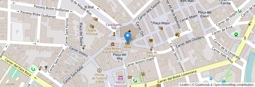Mapa de ubicacion de BBVA en İspanya, Catalunya, Girona, Garrotxa, Olot.