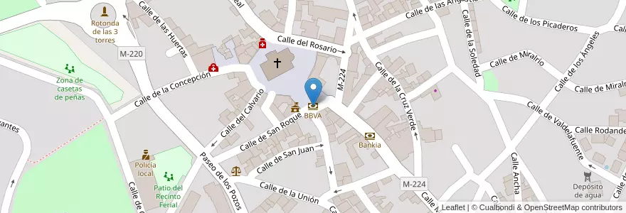 Mapa de ubicacion de BBVA en スペイン, マドリード州, Comunidad De Madrid, Cuenca Del Henares, Torres De La Alameda.