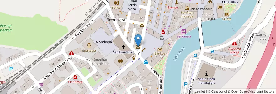 Mapa de ubicacion de BBVA en 西班牙, 巴斯克, Gipuzkoa, Tolosaldea, Tolosa.