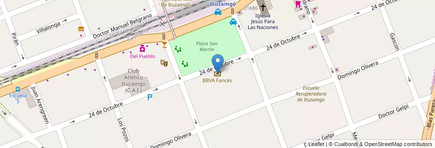 Mapa de ubicacion de BBVA Fancés en Argentina, Buenos Aires, Partido De Ituzaingó, Ituzaingó.