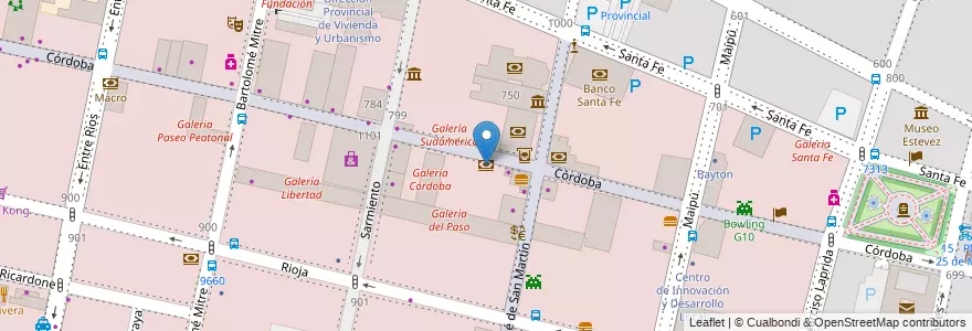 Mapa de ubicacion de BBVA Frances en アルゼンチン, サンタフェ州, Departamento Rosario, Municipio De Rosario, ロサリオ.