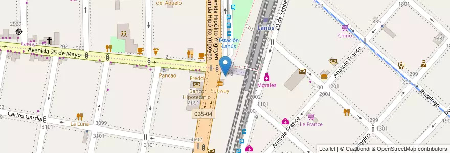 Mapa de ubicacion de BBVA Francés en Arjantin, Buenos Aires, Partido De Lanús, Lanús Oeste.
